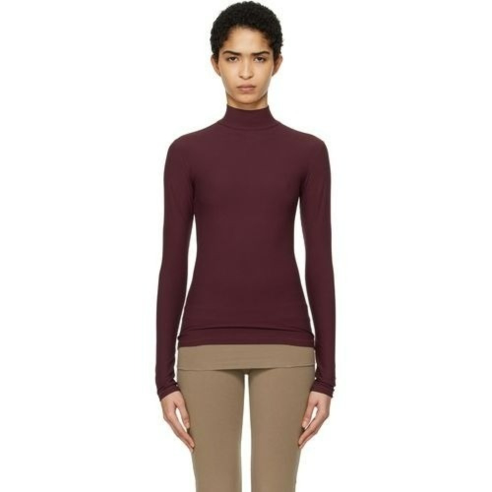 SKIMS Burgundy Soft‎ Lounge Mock Neck Long Sleeve Top Women's Size 2X NWT